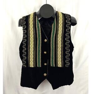 Vintage Women's Vest Medium Velvet & Gold Trim Silk Blend Y2K Eagle’s Eye Lined